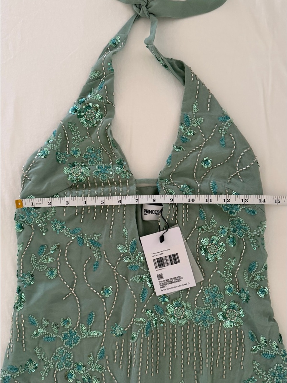 NWT Princess Polly Telenova Halter Mini Dress Green - Picture 15 of 16